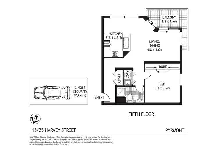 Floorplan of Homely apartment listing, 15/25 Harvey Street, Pyrmont NSW 2009