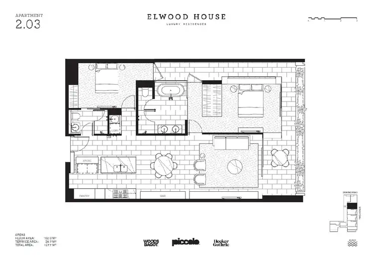 Floorplan of Homely apartment listing, 203/2 Pine Avenue, Elwood VIC 3184