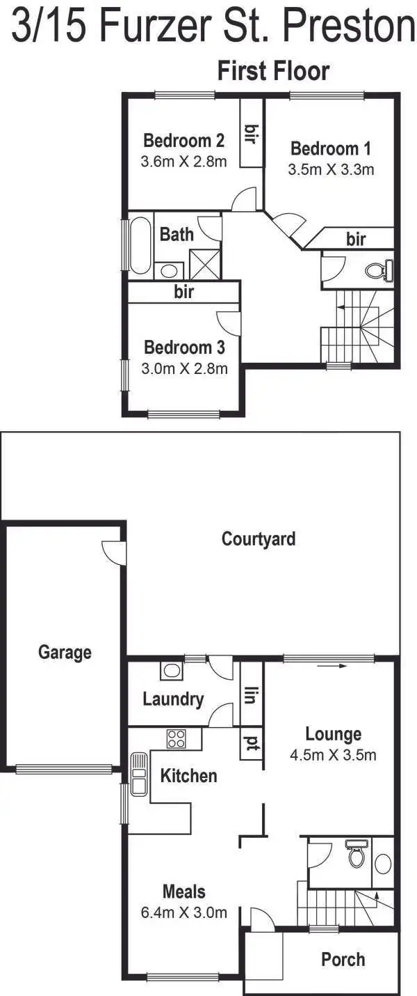 Floorplan of Homely townhouse listing, 3/15 Furzer Street, Preston VIC 3072