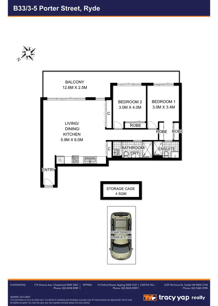 Floorplan of Homely apartment listing, B33/3-5 Porter Street, Ryde NSW 2112