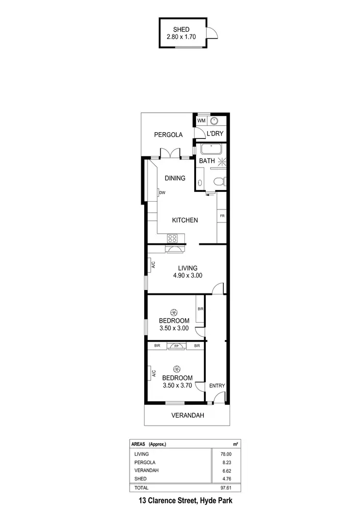 Floorplan of Homely house listing, 13 Clarence Street, Hyde Park SA 5061