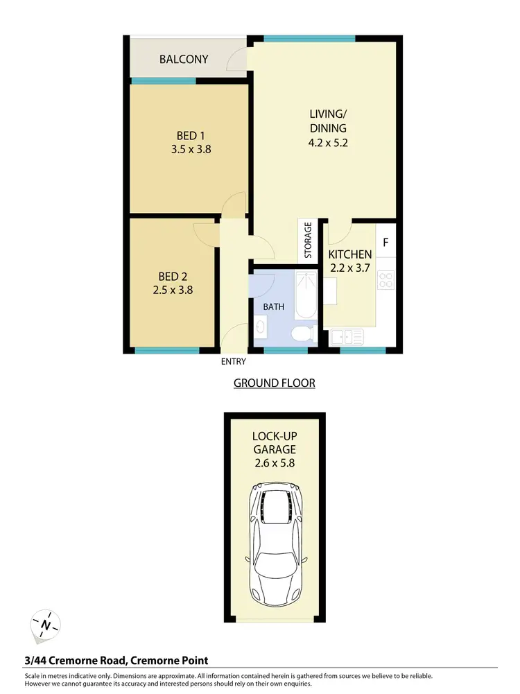Floorplan of Homely apartment listing, 3/44 Cremorne Road, Cremorne Point NSW 2090