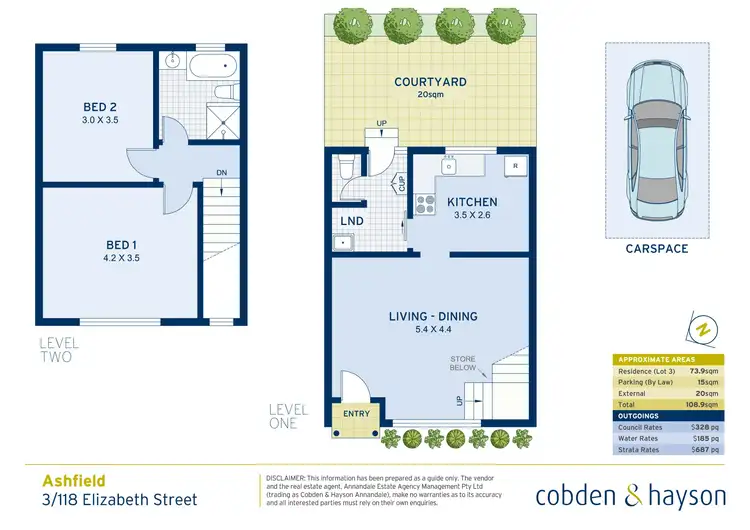 Floorplan of Homely townhouse listing, 3/118 Elizabeth Street, Ashfield NSW 2131