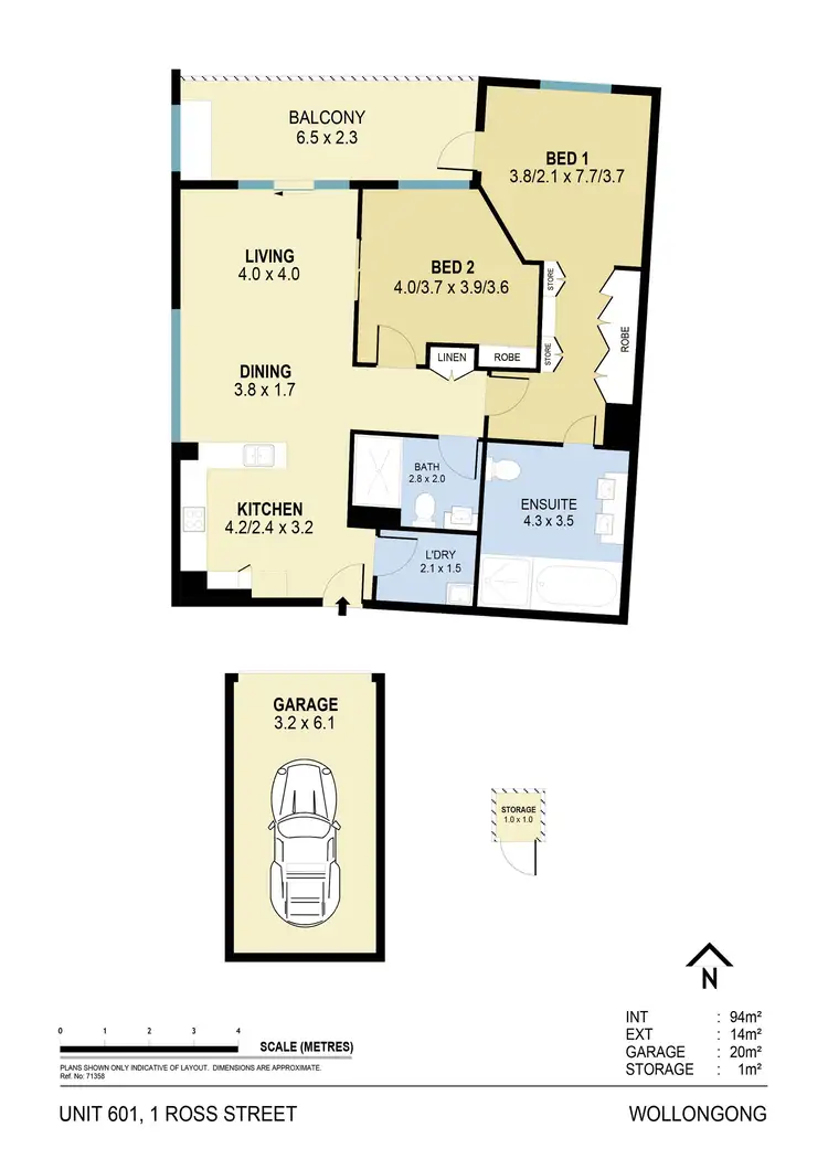 Floorplan of Homely apartment listing, 601/1 Ross Street, Wollongong NSW 2500
