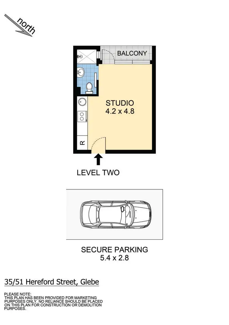 Floorplan of Homely studio listing, 35/51 Hereford Street, Glebe NSW 2037