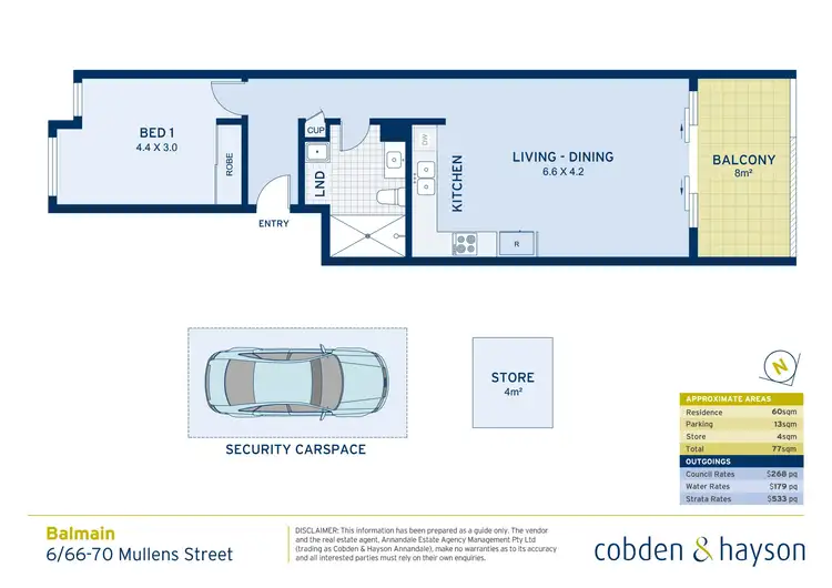 Floorplan of Homely apartment listing, 6/66-70 Mullens Street, Balmain NSW 2041