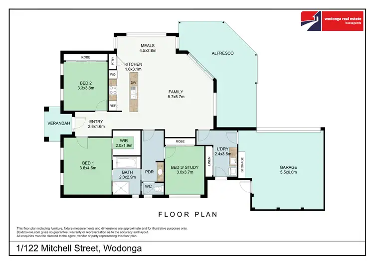 Floorplan of Homely townhouse listing, 1/122 Mitchell Street, Wodonga VIC 3690