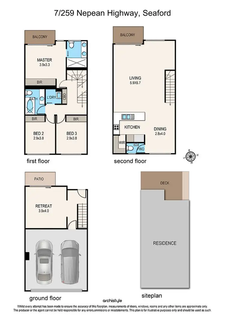 Floorplan of Homely townhouse listing, 7/259 Nepean Highway, Seaford VIC 3198