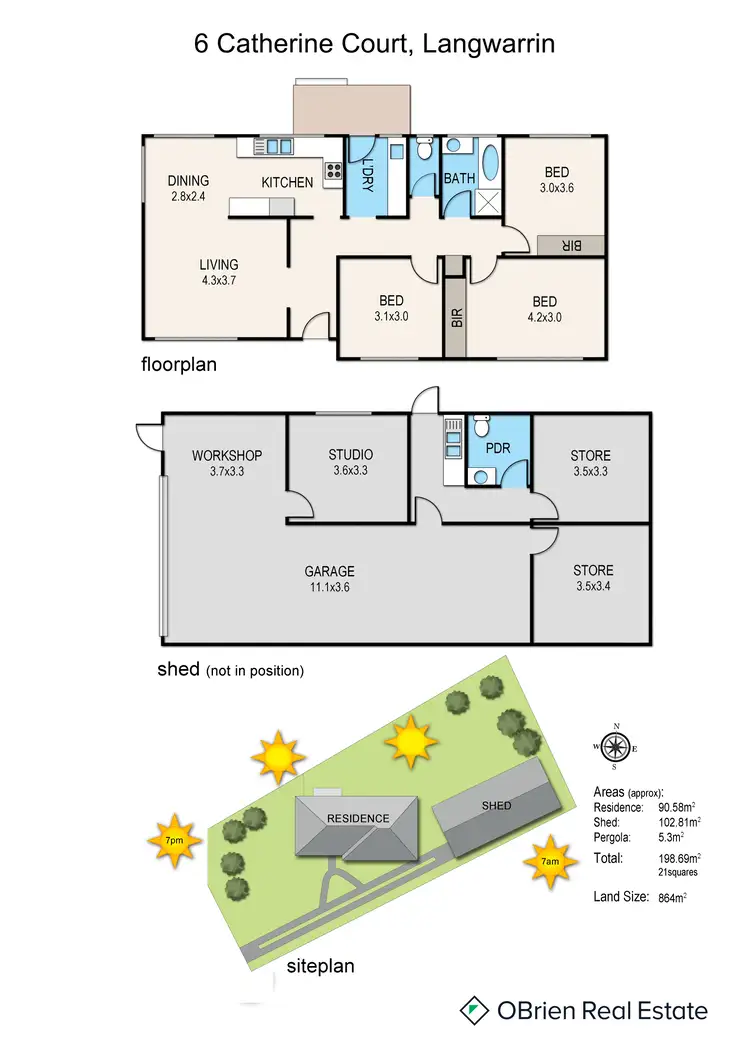 Floorplan of Homely house listing, 6 Catherine Court, Langwarrin VIC 3910