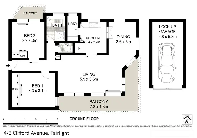 Floorplan of Homely apartment listing, 4/3 Clifford Avenue, Fairlight NSW 2094