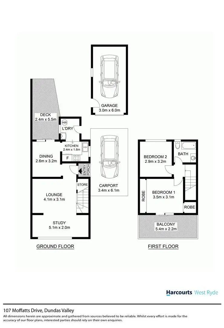 Floorplan of Homely semi-detached listing, 107 Moffatts Drive, Dundas Valley NSW 2117