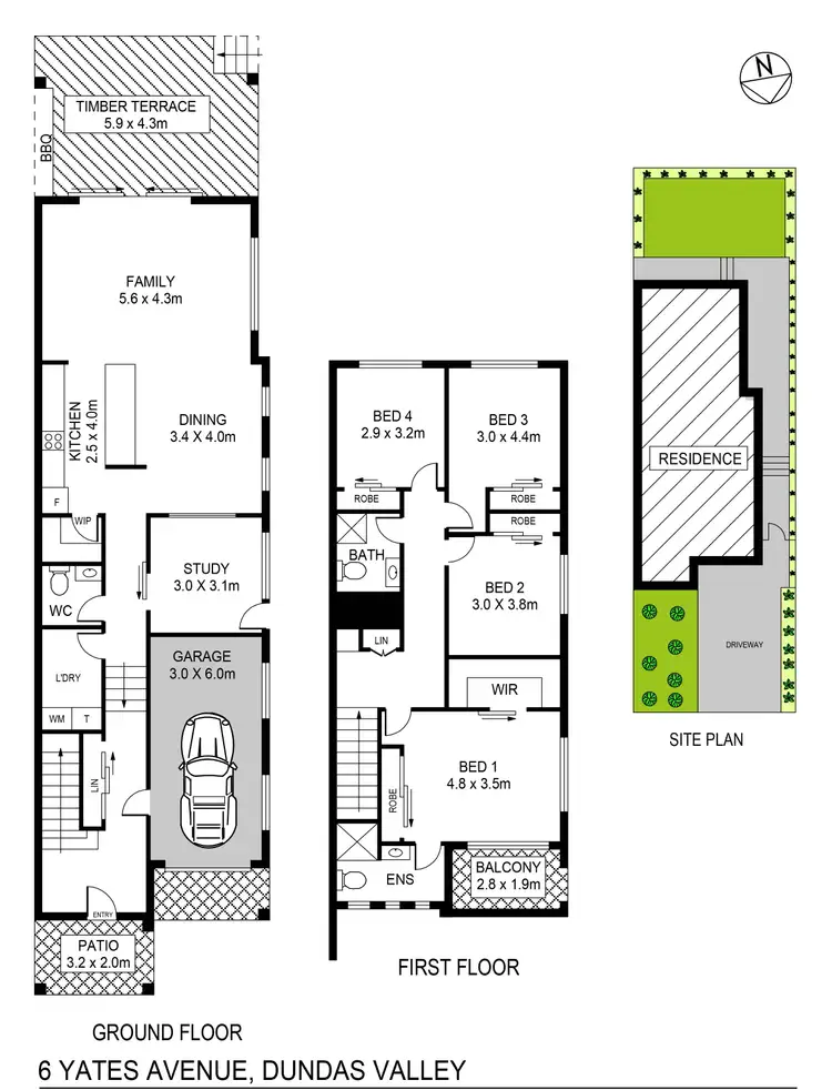 Floorplan of Homely semi-detached listing, 6 Yates Avenue, Dundas Valley NSW 2117