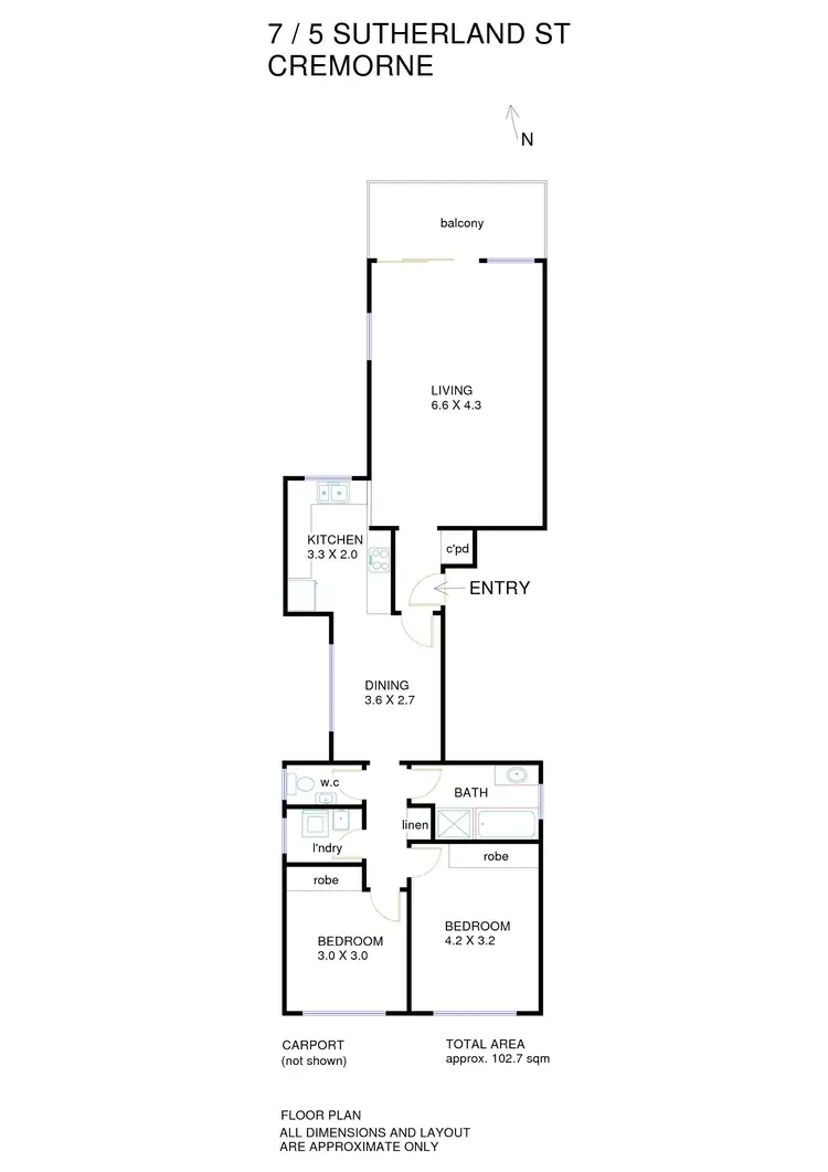 Floorplan of Homely apartment listing, 7/5 Sutherland Street, Cremorne NSW 2090