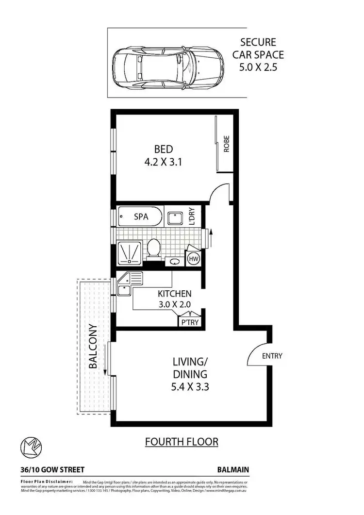 Floorplan of Homely apartment listing, 36/10 Gow Street, Balmain NSW 2041