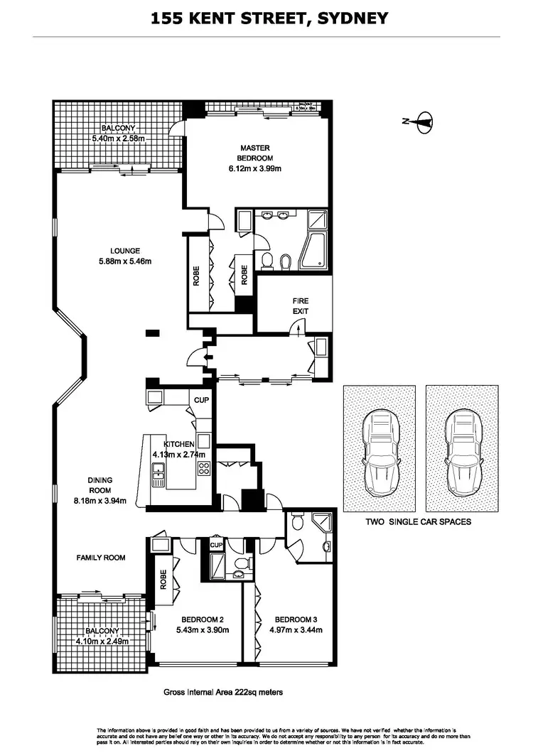 Floorplan of Homely apartment listing, Level 23/155 Kent Street, Millers Point NSW 2000
