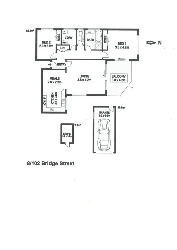 Floorplan of Homely unit listing, 8/102 Bridge Street, Port Macquarie NSW 2444