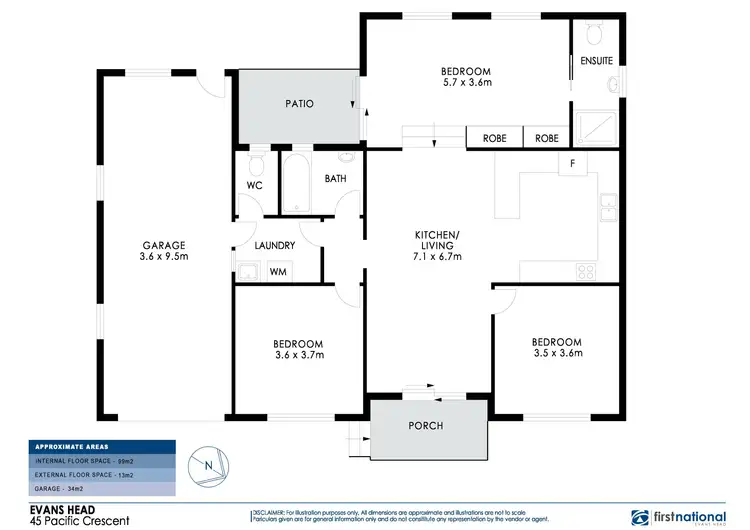 Floorplan of Homely house listing, 45 Pacific Crescent, Evans Head NSW 2473