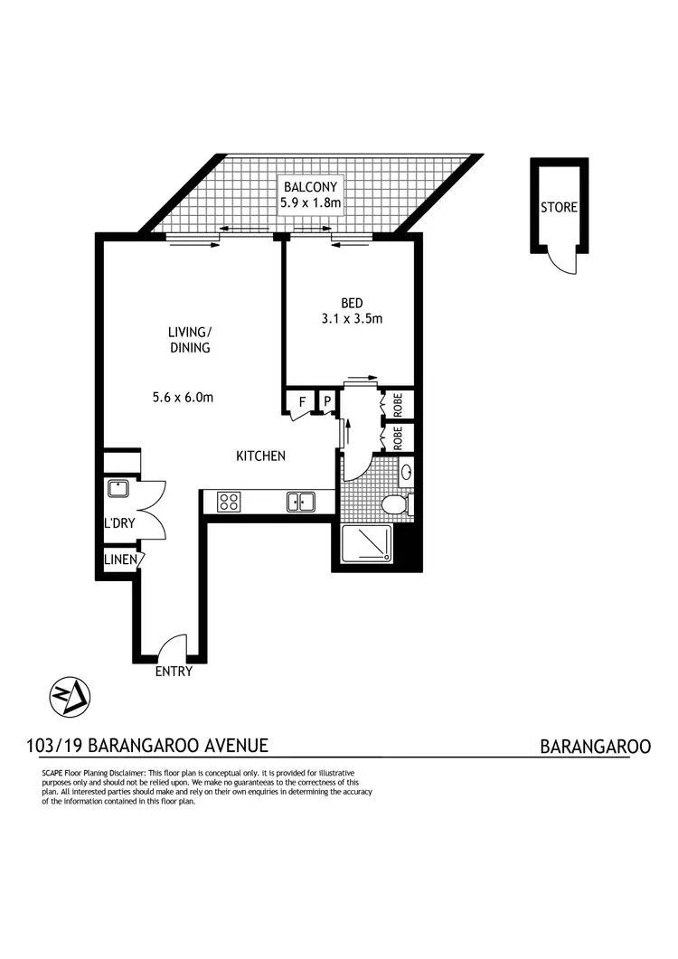 Floorplan of Homely apartment listing, 103/19 Barangaroo Avenue, Barangaroo NSW 2000