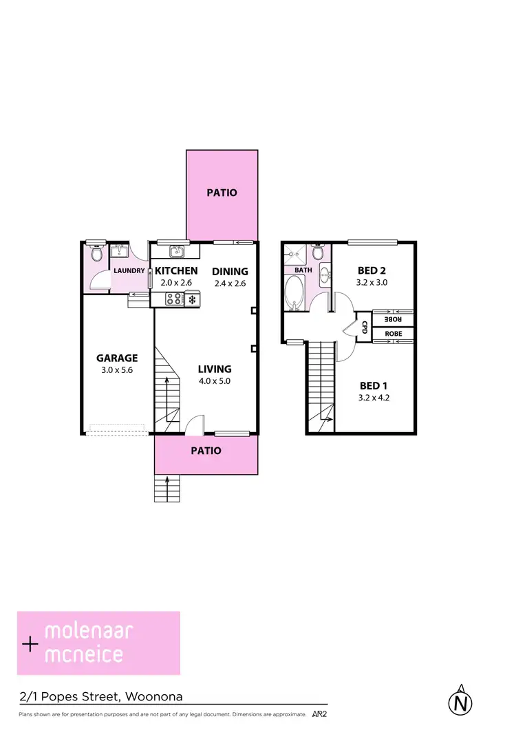 Floorplan of Homely townhouse listing, 2/1 Popes Road, Woonona NSW 2517