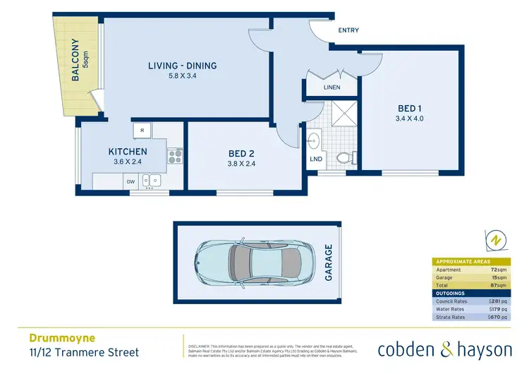 Floorplan of Homely apartment listing, 11/12 Tranmere Street, Drummoyne NSW 2047
