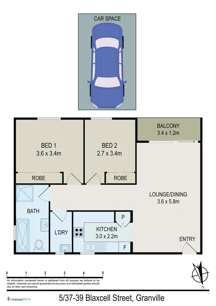 Floorplan of Homely unit listing, 5/37-39 Blaxcell Street, Granville NSW 2142