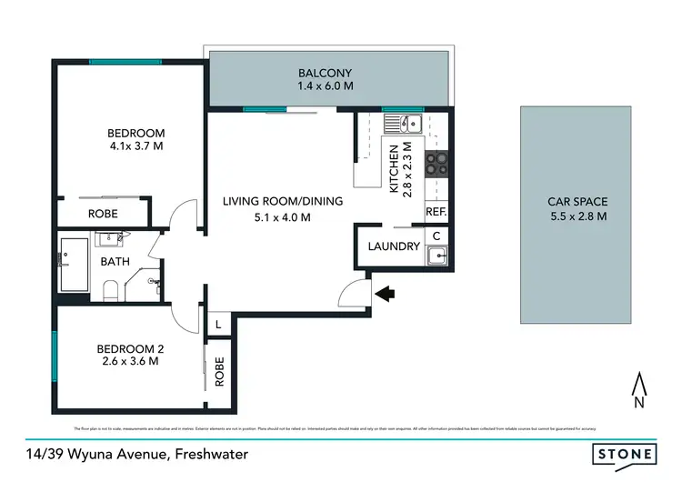 Floorplan of Homely apartment listing, 14/39 Wyuna Avenue, Freshwater NSW 2096