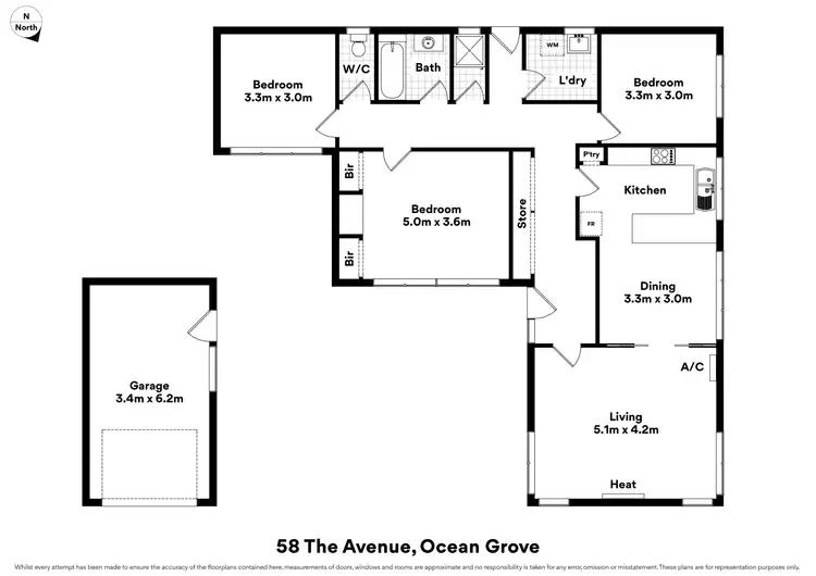 Floorplan of Homely house listing, 58 The Avenue, Ocean Grove VIC 3226