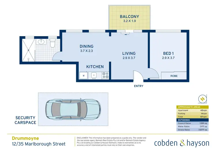 Floorplan of Homely apartment listing, 12/35 Marlborough Street, Drummoyne NSW 2047