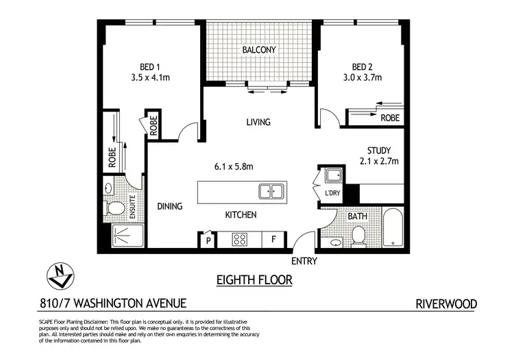Floorplan of Homely apartment listing, 810/7 Washington Avenue, Riverwood NSW 2210