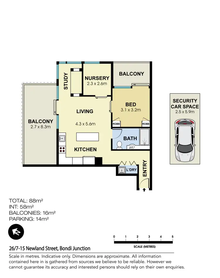 Floorplan of Homely apartment listing, 26/7-15 Newland Street, Bondi Junction NSW 2022