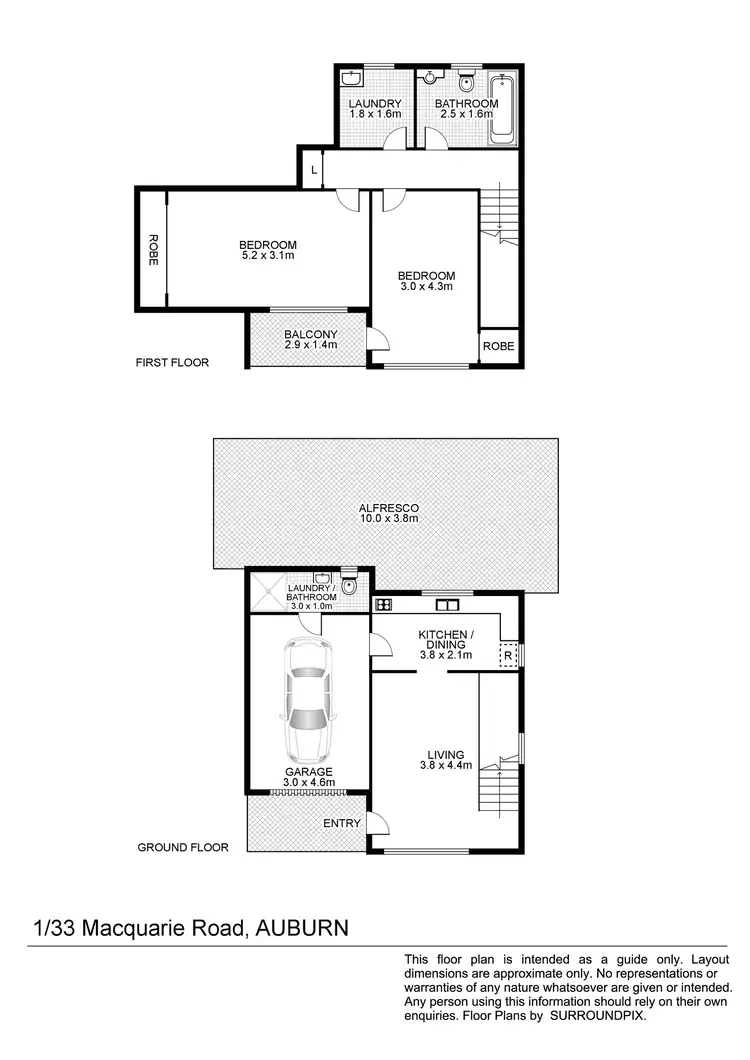 Floorplan of Homely townhouse listing, 1/33 Macquarie Road, Auburn NSW 2144