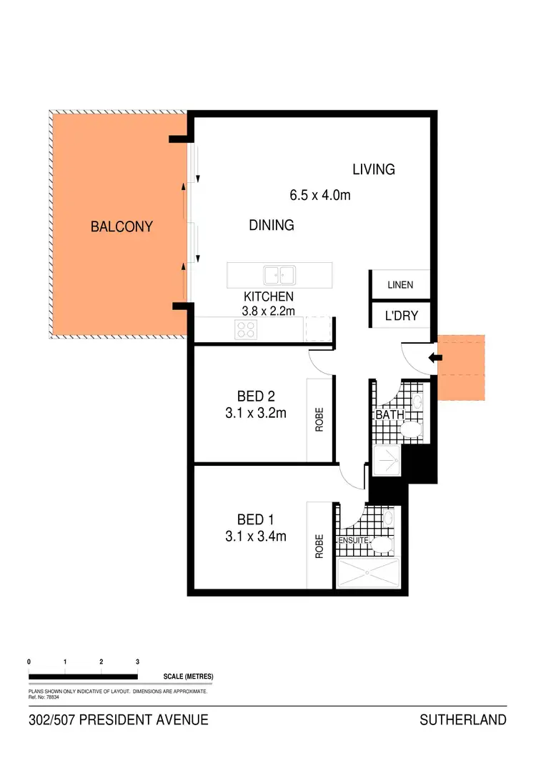 Floorplan of Homely apartment listing, 302/507 President Avenue, Sutherland NSW 2232