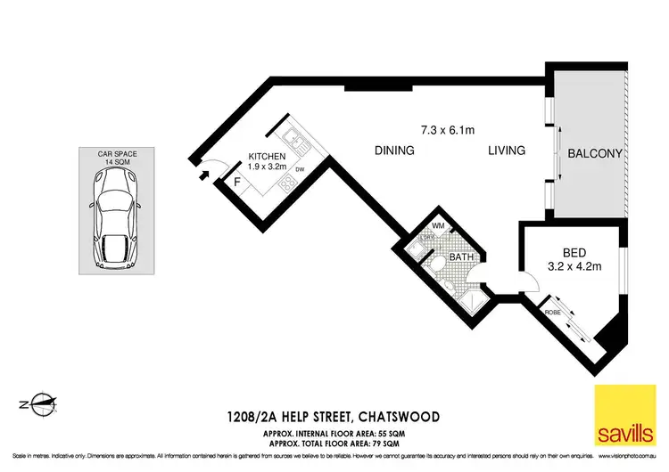Floorplan of Homely apartment listing, 1208/2A Help Street, Chatswood NSW 2067