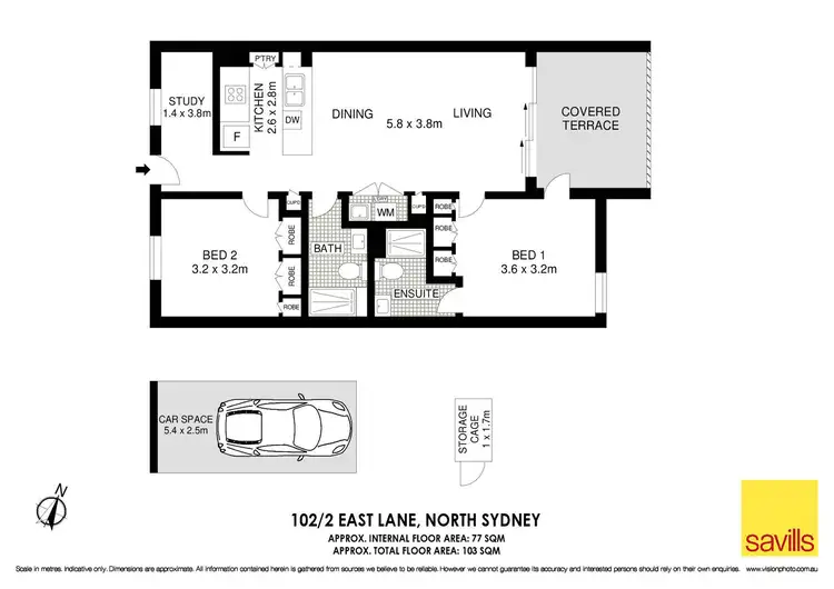 Floorplan of Homely apartment listing, 102/2 East Lane, North Sydney NSW 2060
