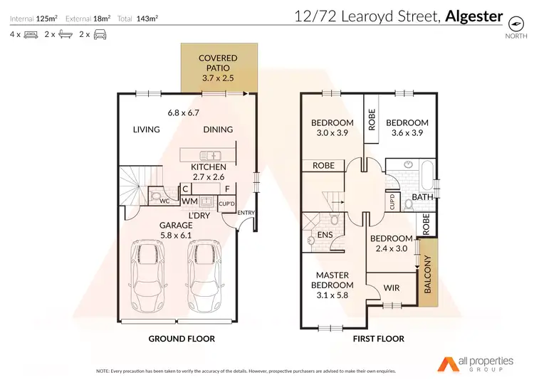 Floorplan of Homely townhouse listing, 12/72 Learoyd Road, Algester QLD 4115