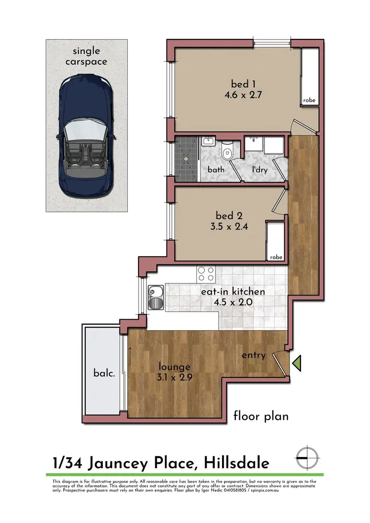 Floorplan of Homely apartment listing, 1/34 Jauncey Place, Hillsdale NSW 2036