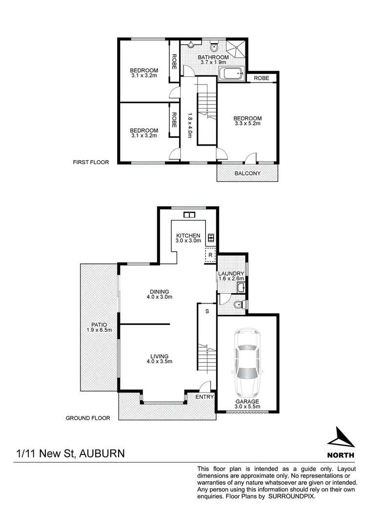 Floorplan of Homely townhouse listing, 1/11 New Street, Auburn NSW 2144