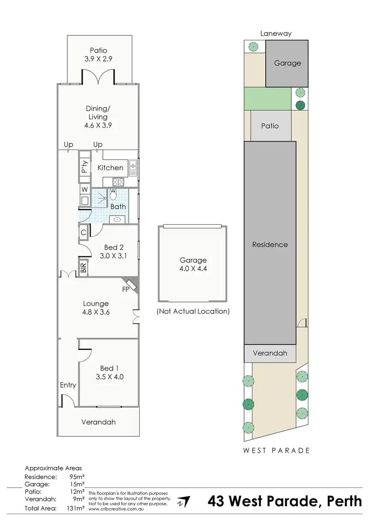 Floorplan of Homely semi-detached listing, 43 West Parade, Perth WA 6000