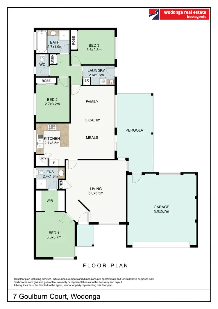Floorplan of Homely house listing, 7 Goulburn Court, Wodonga VIC 3690