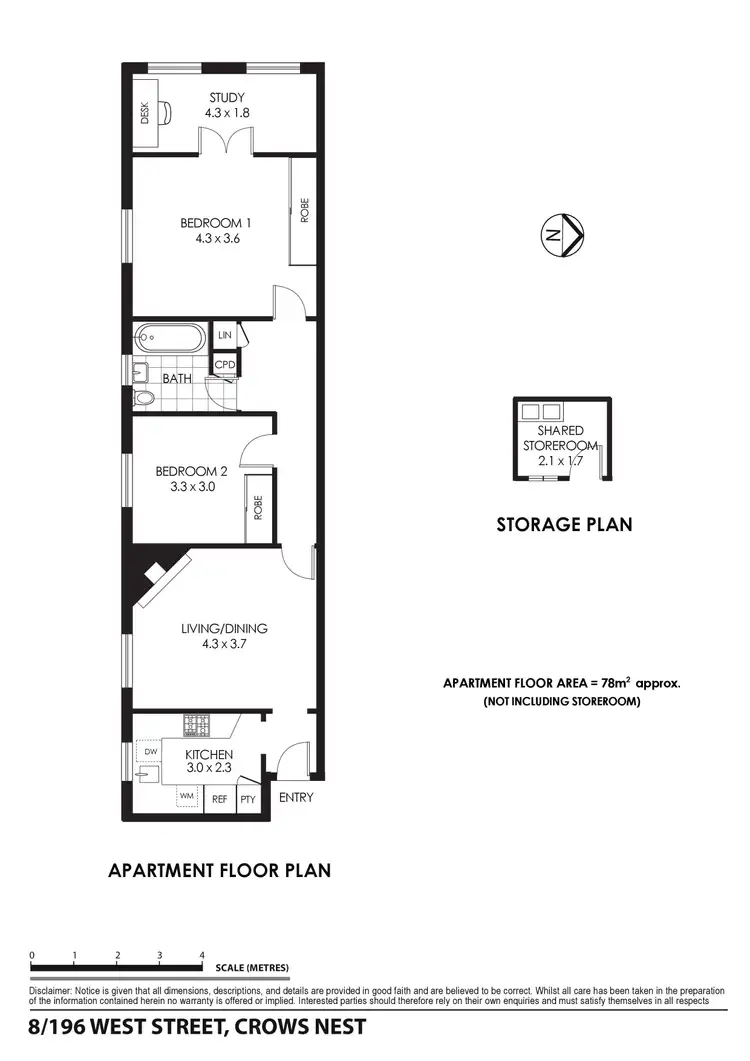 Floorplan of Homely apartment listing, 8/196 West Street, Crows Nest NSW 2065
