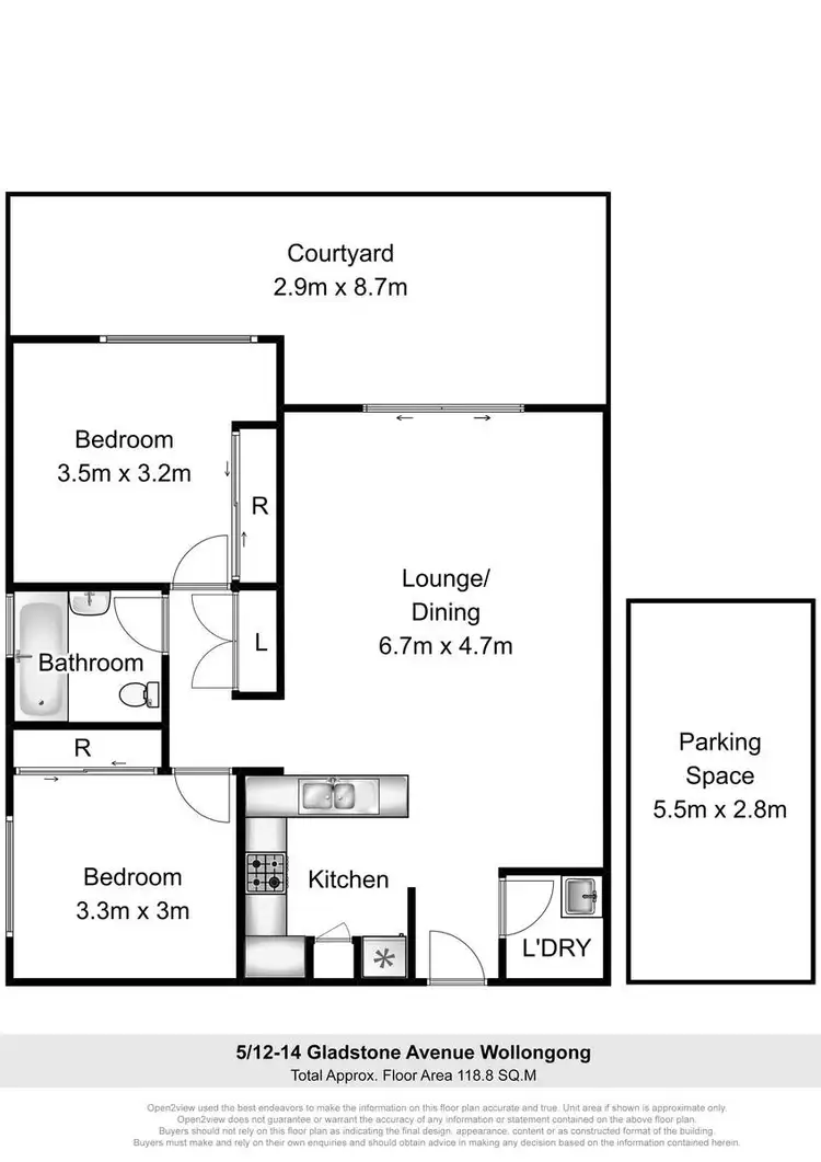 Floorplan of Homely unit listing, 5/12-14 Gladstone Avenue, Wollongong NSW 2500