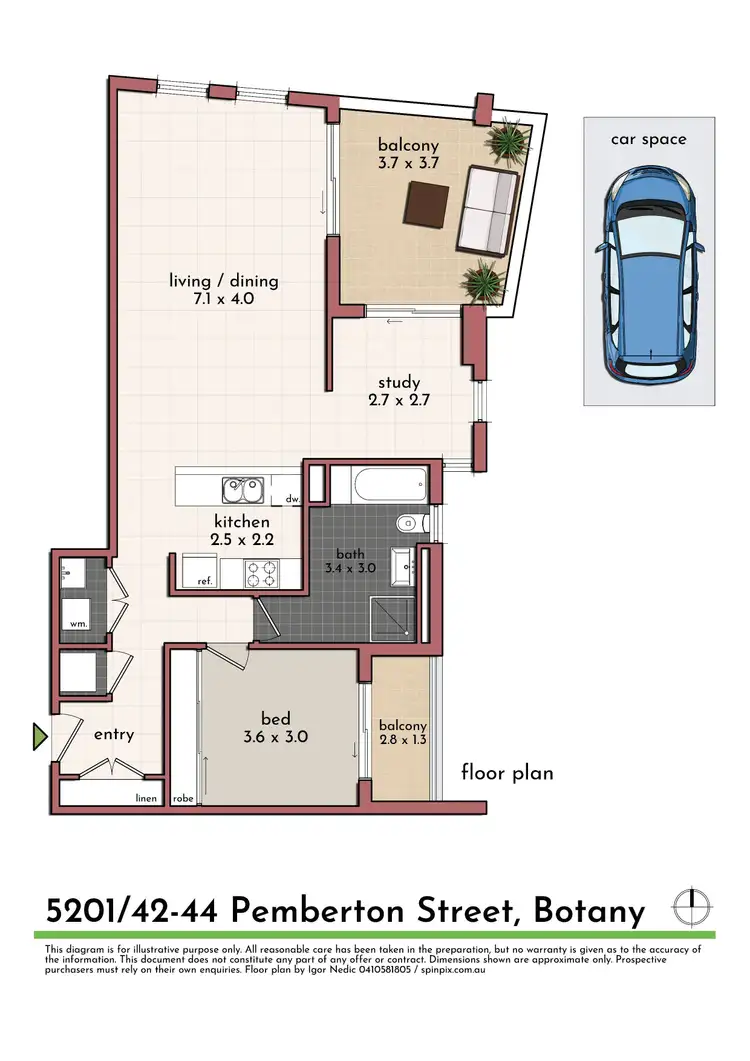 Floorplan of Homely unit listing, 5201/42-44 Pemberton Street, Botany NSW 2019