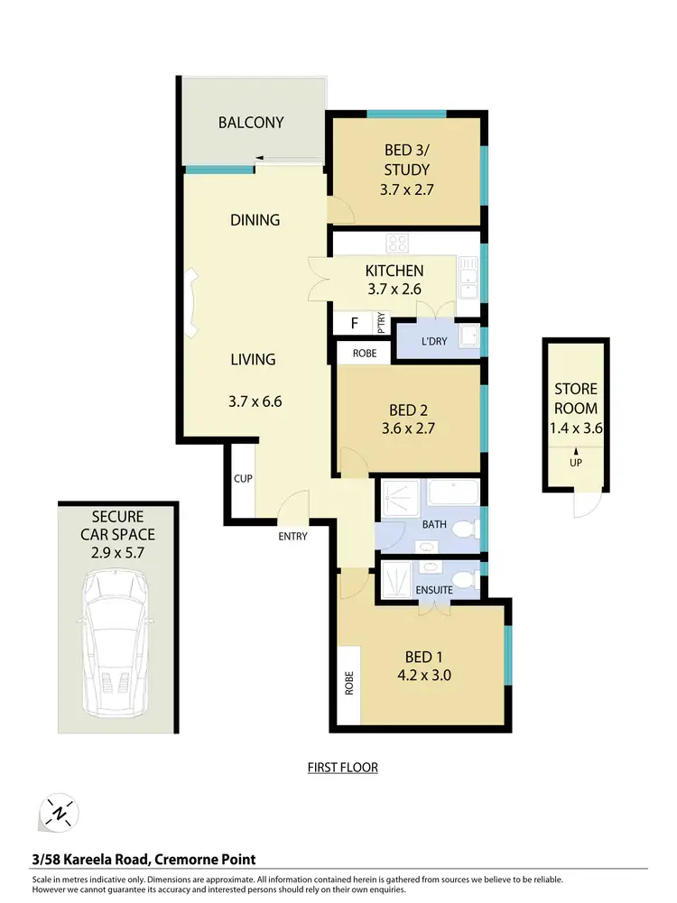 Floorplan of Homely apartment listing, 3/58 Kareela Road, Cremorne Point NSW 2090