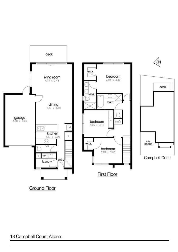 Floorplan of Homely townhouse listing, 13 Campbell Court, Altona VIC 3018