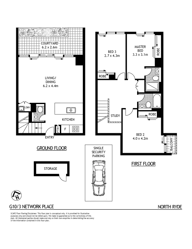 Floorplan of Homely unit listing, G10/3 Network Place, North Ryde NSW 2113