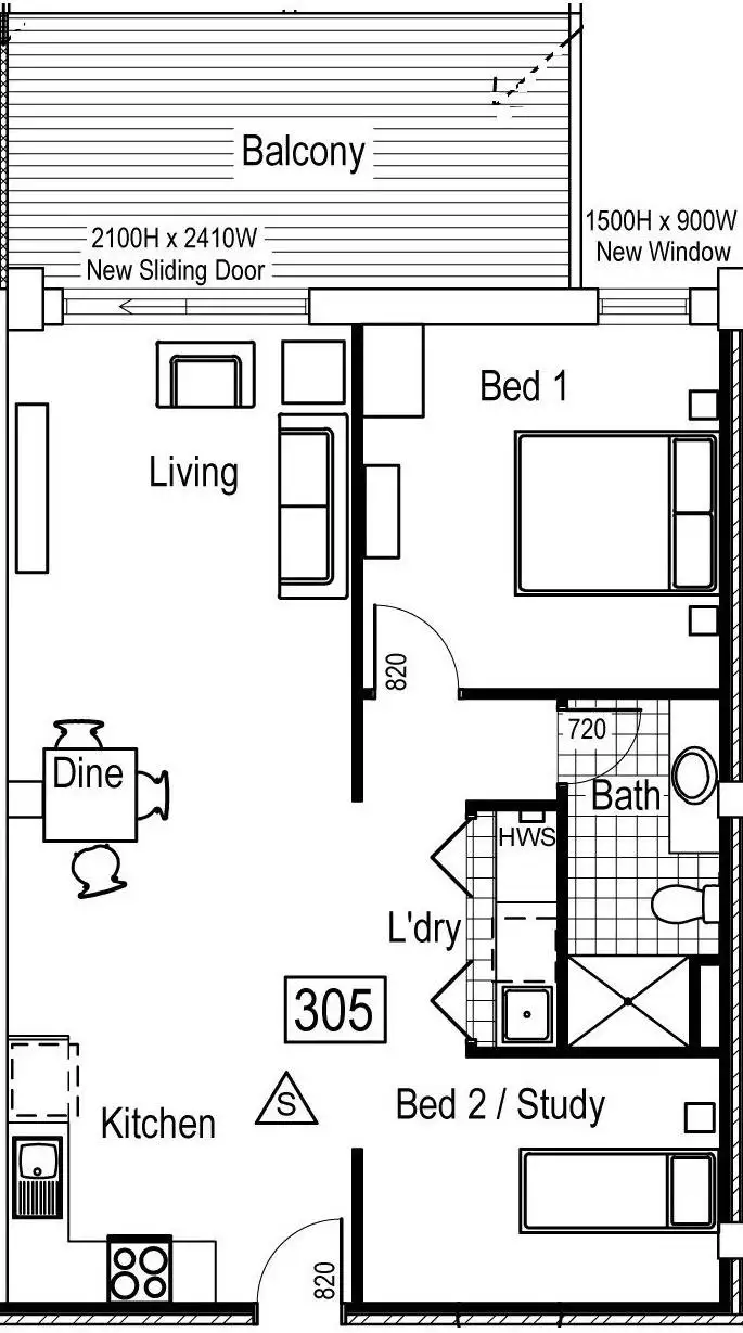 Floorplan of Homely apartment listing, A305/149-157 Thirteenth Street, Mildura VIC 3500
