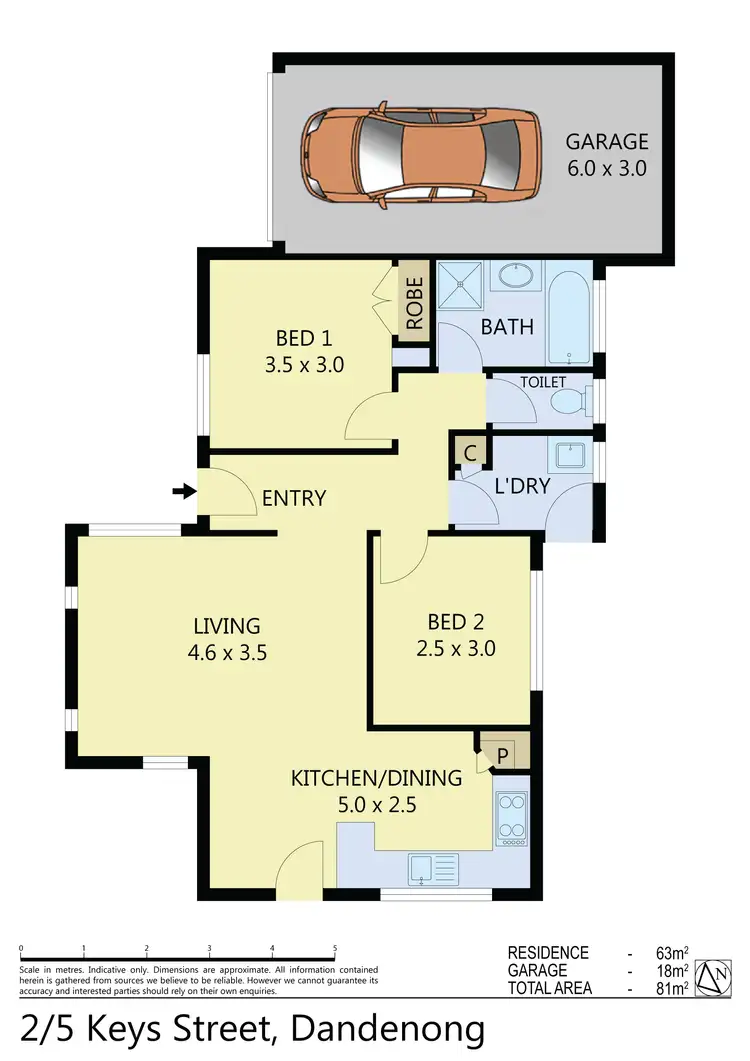 Floorplan of Homely unit listing, 2/5 Keys Street, Dandenong VIC 3175