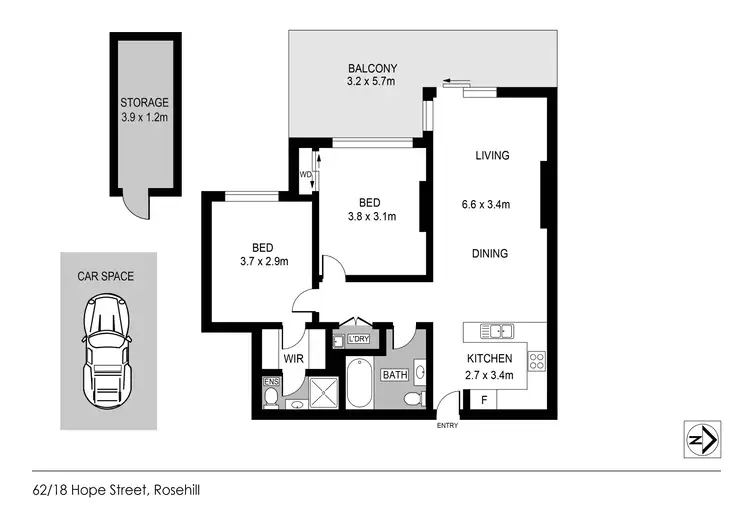 Floorplan of Homely unit listing, 62/18-22a Hope Street, Rosehill NSW 2142