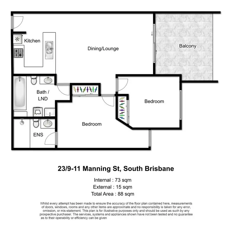 Floorplan of Homely apartment listing, 23/9-11 Manning Street, South Brisbane QLD 4101