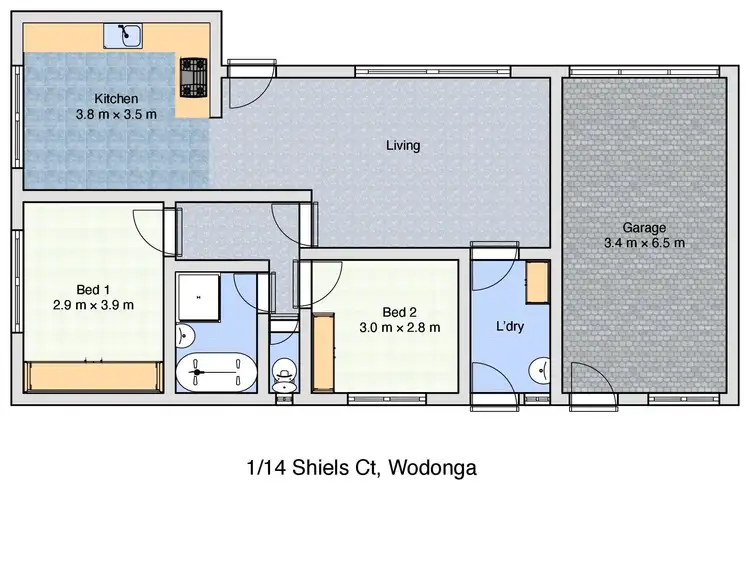 Floorplan of Homely unit listing, 1/14 Shiels Court, Wodonga VIC 3690